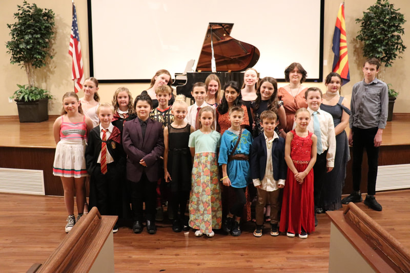 DVMTA piano students in group picture at Music Marathon