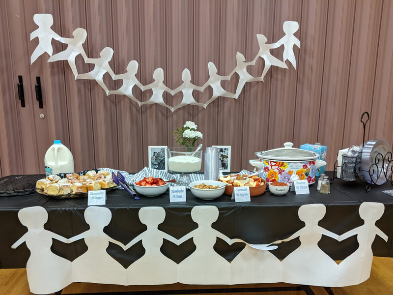 Brunch Table and paper doll decorations